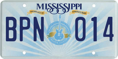 MS license plate BPN014