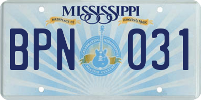 MS license plate BPN031
