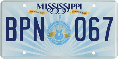 MS license plate BPN067