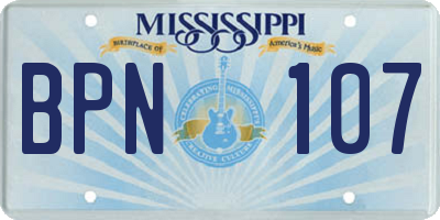 MS license plate BPN107