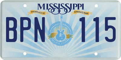 MS license plate BPN115