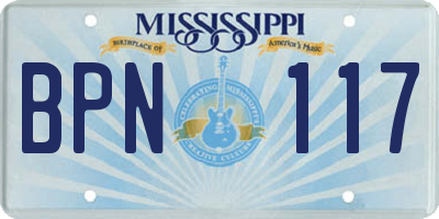 MS license plate BPN117