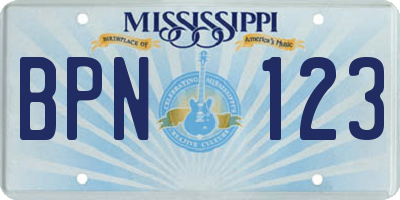 MS license plate BPN123