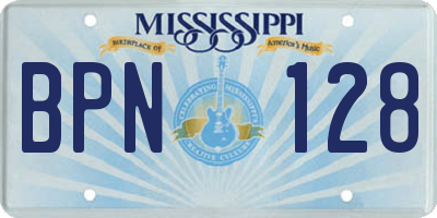 MS license plate BPN128