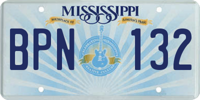MS license plate BPN132