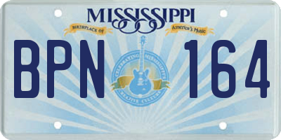 MS license plate BPN164