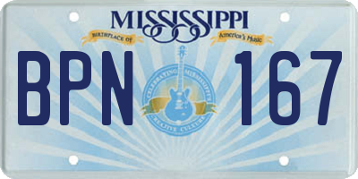 MS license plate BPN167