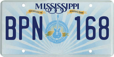 MS license plate BPN168