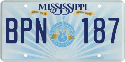 MS license plate BPN187