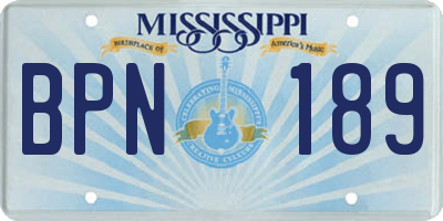 MS license plate BPN189