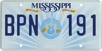 MS license plate BPN191
