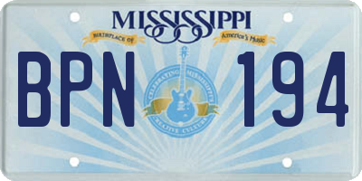 MS license plate BPN194