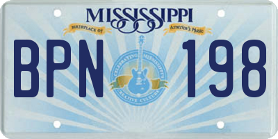 MS license plate BPN198