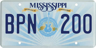 MS license plate BPN200