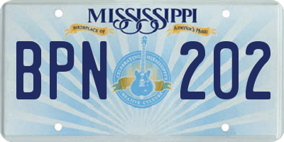 MS license plate BPN202
