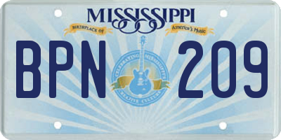 MS license plate BPN209