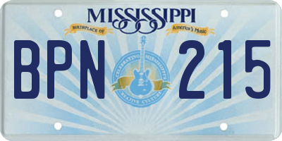 MS license plate BPN215