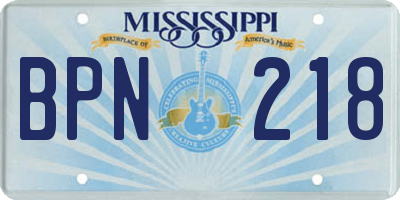 MS license plate BPN218