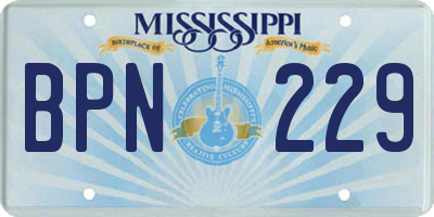 MS license plate BPN229