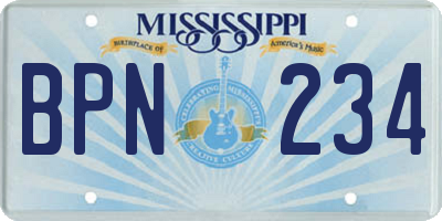 MS license plate BPN234
