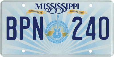 MS license plate BPN240