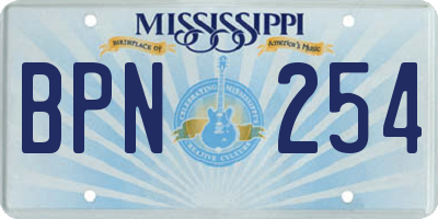 MS license plate BPN254