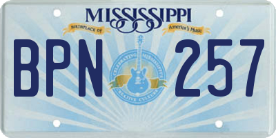 MS license plate BPN257