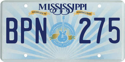 MS license plate BPN275