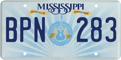 MS license plate BPN283