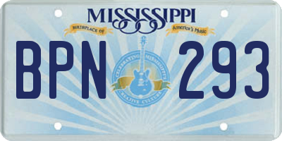 MS license plate BPN293