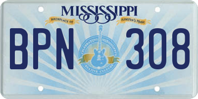 MS license plate BPN308