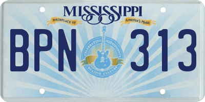 MS license plate BPN313