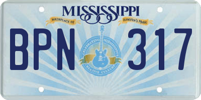 MS license plate BPN317
