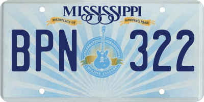 MS license plate BPN322