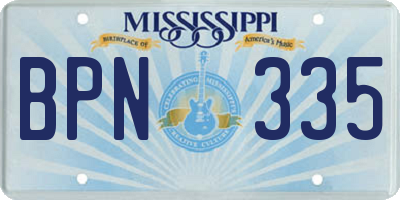MS license plate BPN335