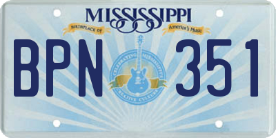 MS license plate BPN351