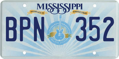 MS license plate BPN352