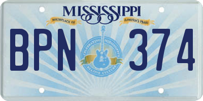 MS license plate BPN374