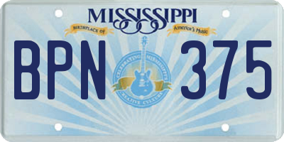 MS license plate BPN375