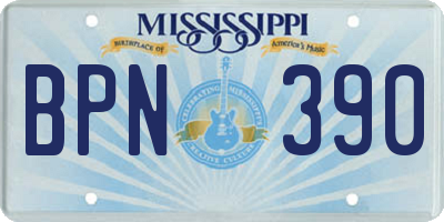 MS license plate BPN390