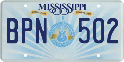 MS license plate BPN502
