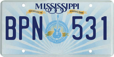 MS license plate BPN531