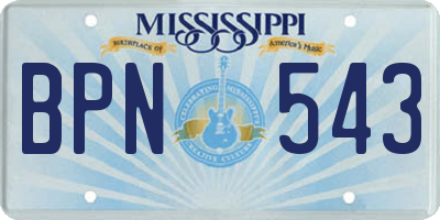 MS license plate BPN543