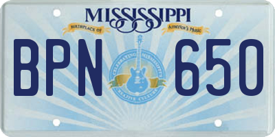 MS license plate BPN650