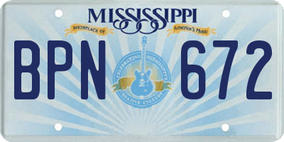 MS license plate BPN672