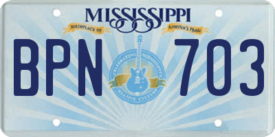 MS license plate BPN703