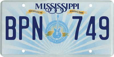 MS license plate BPN749
