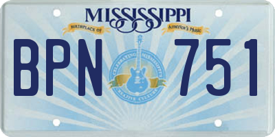 MS license plate BPN751