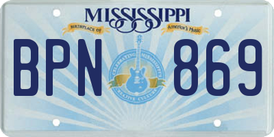 MS license plate BPN869