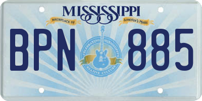 MS license plate BPN885